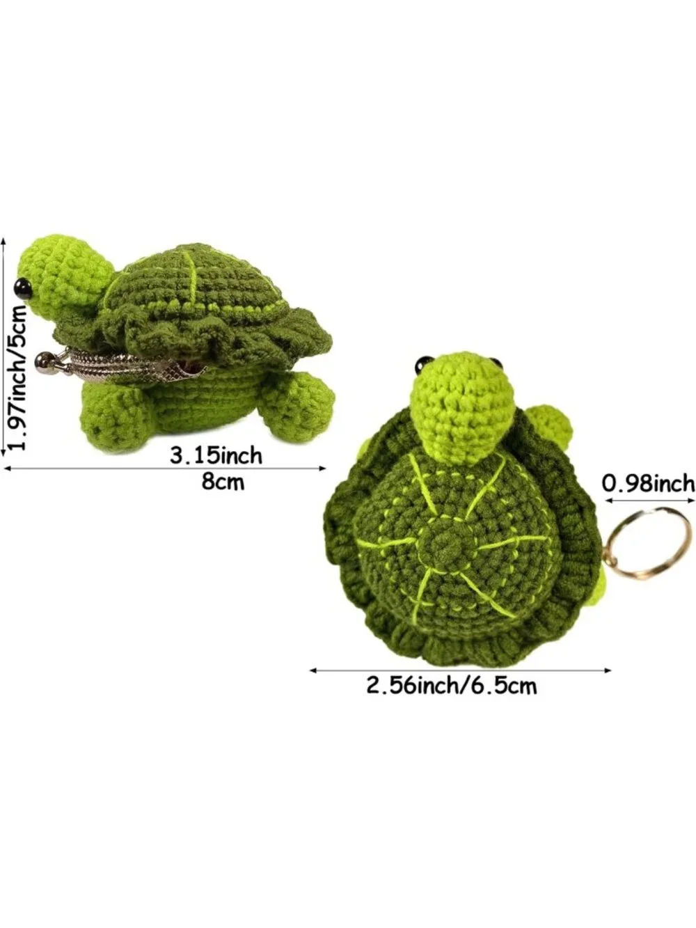 Cute Handmade Crochet Keychain & Coin Purse Charm for Girls - Turtle Design